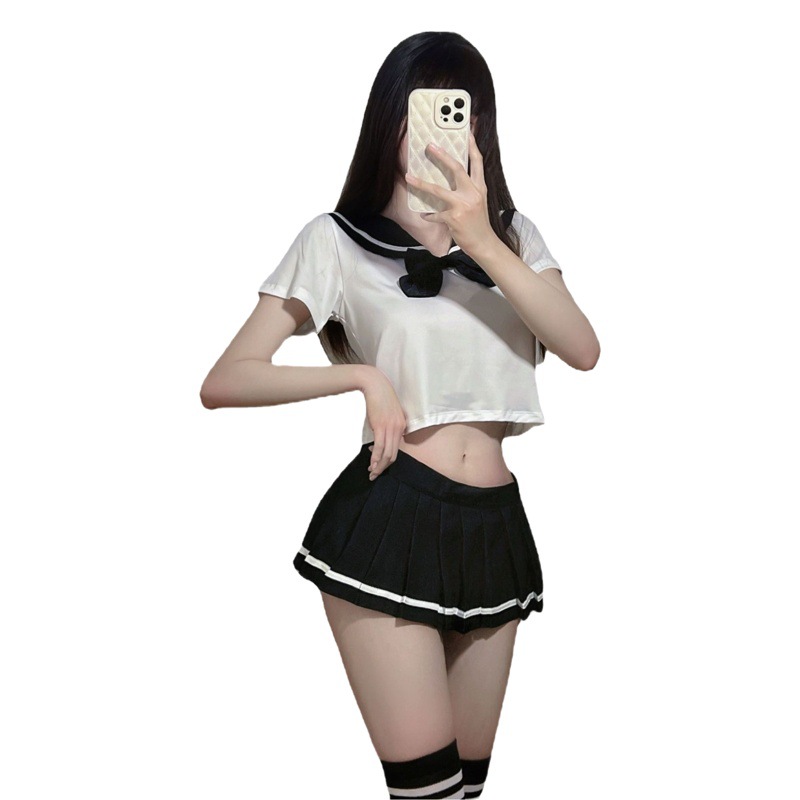 Lencería sexy para mujer ropa de estudiante japonés puro Falda plisada falda uniforme escolar traje de uniforme de rol