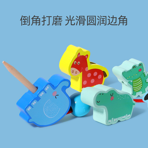 Wooden balls wooden 100 number letters city transportation fruit and vegetable farm children's beaded game toys