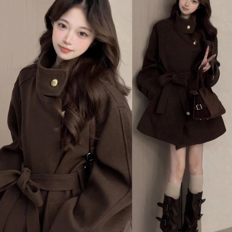 Heavyweight, high-density wool blend Korean-style high-end wool coat for women, autumn/winter 2026 new collection, elegant wool coat, thin Heavyweight, high-density wool blend Korean-style high-end wool coat for women, autumn/winter 2026 new collection, elegant wool coat, thin