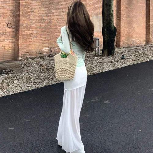 Splicing Bodycon Net Dress for Women - Summer Half Dress, Beach Vacation Style, Cool Gauze Skirt, Hot Girl Design, White Elegance