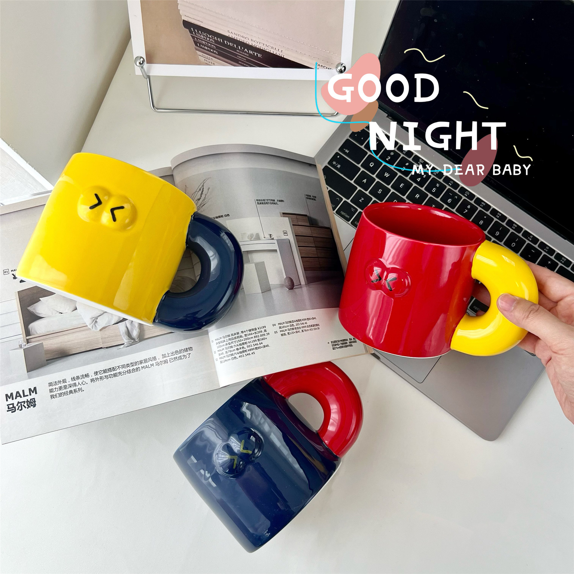 Shawn Mondrian gorda gorda taza de cerámica encantadora taza casera copas de agua regalo de cumpleaños creativo