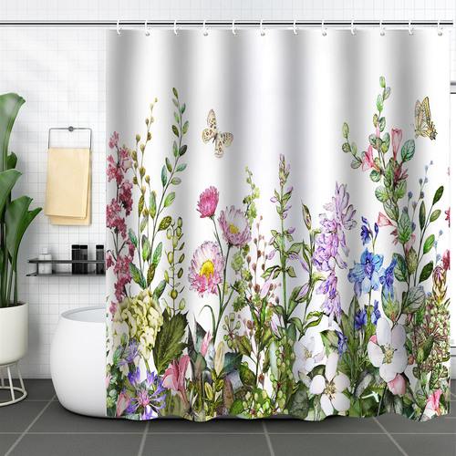 Bathroom Curtain Amazon Hua Ben Plant Waterproof Shower Curtain 3D Digital Printing Polyester Shower Curtain Bathroom Partition