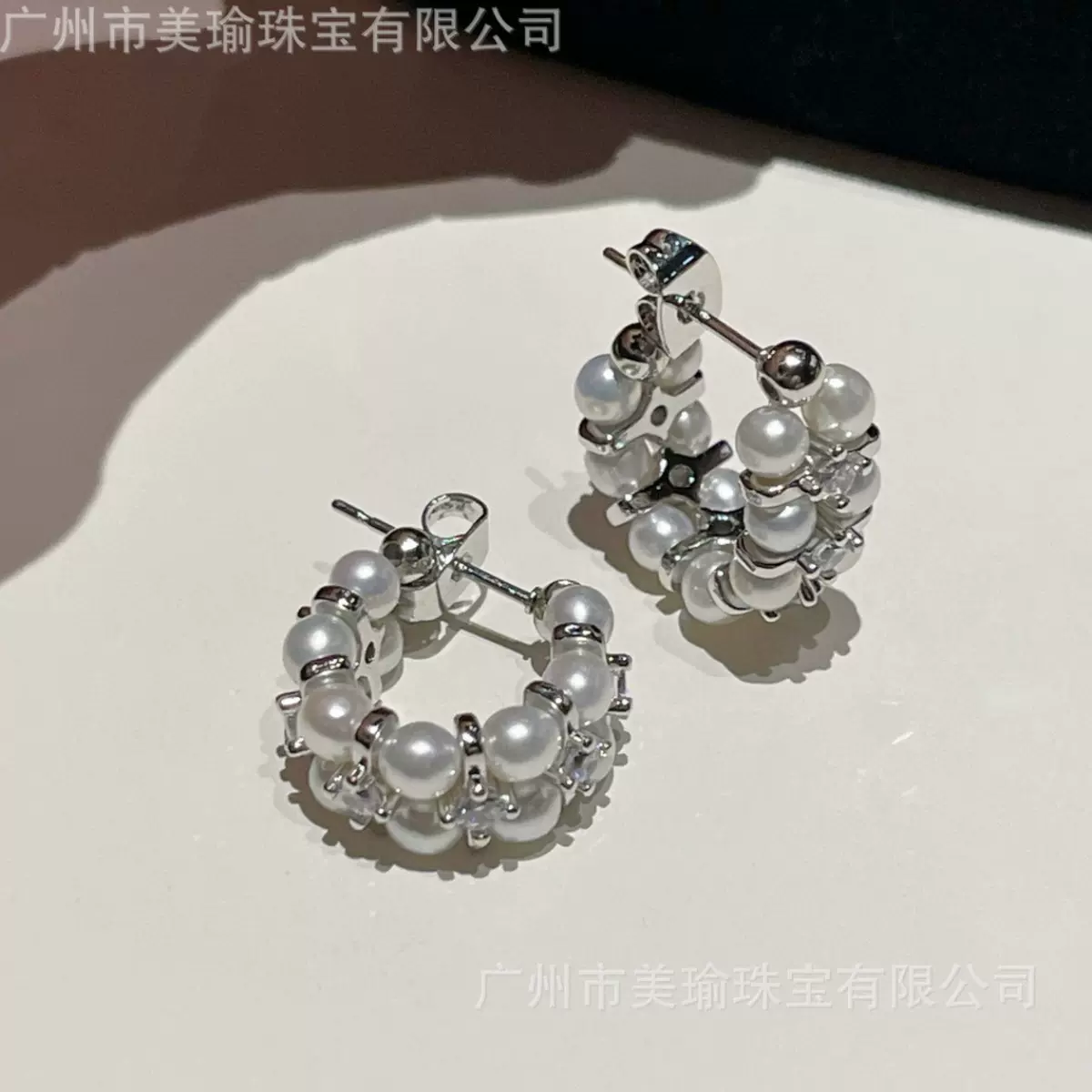 天然淡水珍珠耳环 3-4mm满钻编织小众高级感耳饰轻奢百搭闪耀贵气