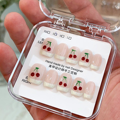 小櫻桃  純手工表情小花朵美甲太陽花手工穿戴甲可愛塗鴉美甲貼片