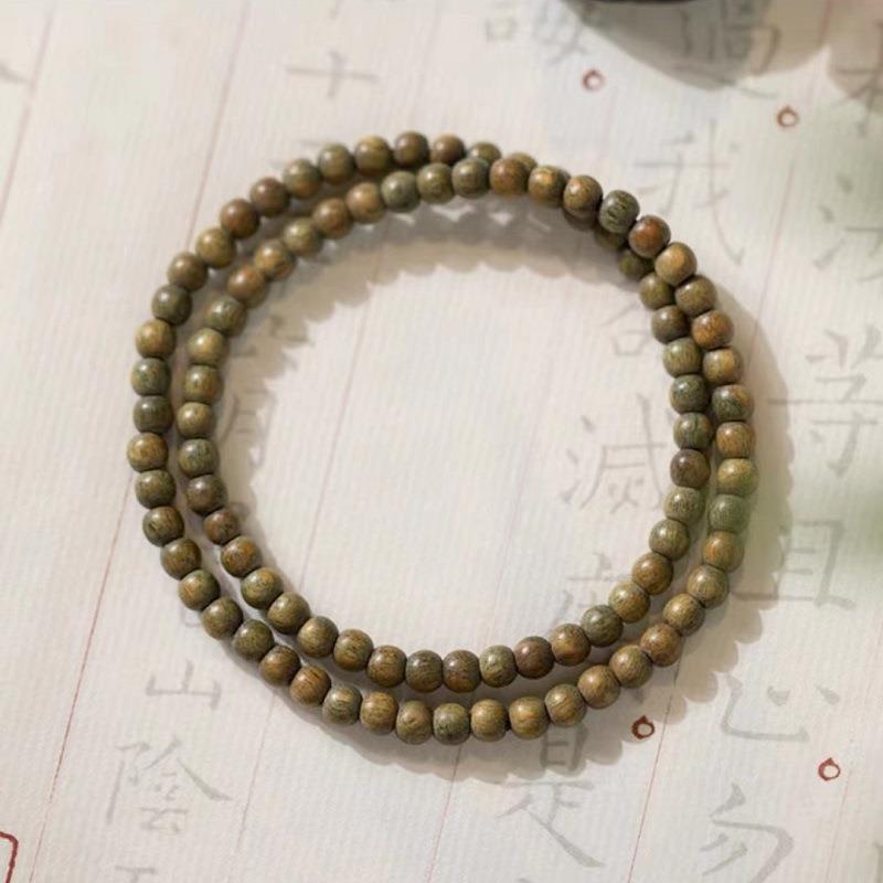 緑檀手串4m細仏珠ブレスレットシンプル和田玉古風小清新仙気檀木手串文芸女金|undefined
