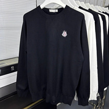 跨境秋冬款刺绣M家绣标男女款羊毛衫上衣圆领套头休闲爆款长袖衫