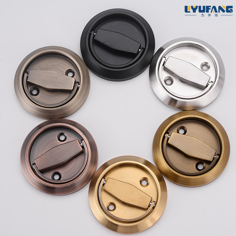 Stainless steel pull ring lock invisible door lock single double pull ring Open round handle [factory wholesale]]