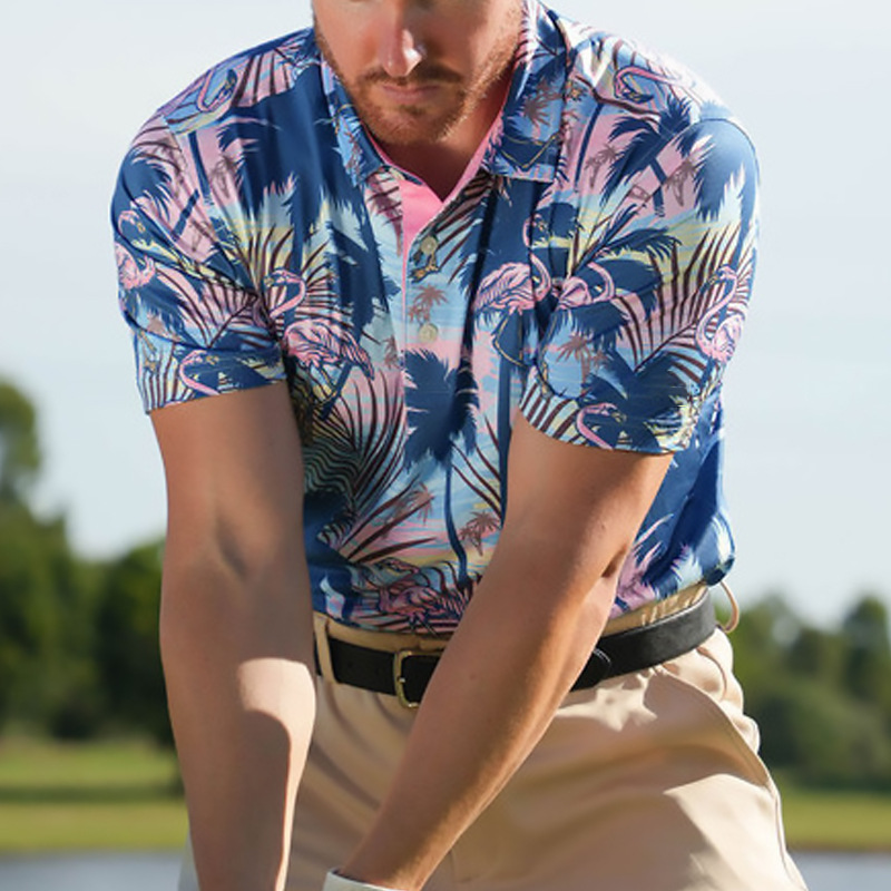 Summer New Golf Short-Sleeved Polo Shirt for Men, High-End Printed Fashionable High-Quality Skin-Friendly and Comfortable Sportswear