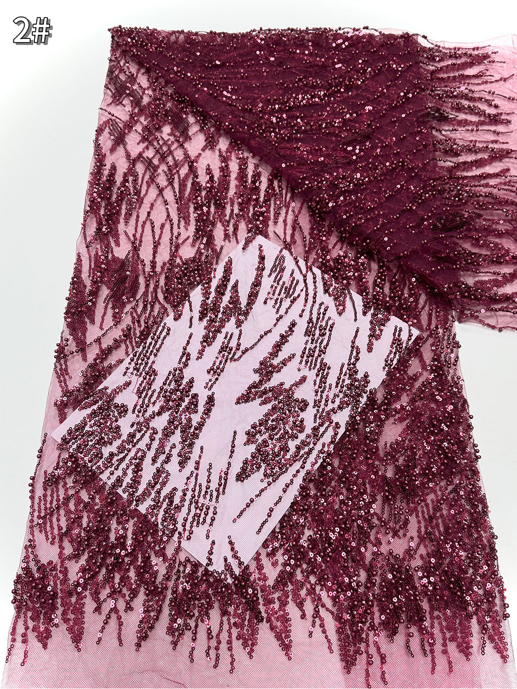 Tejido de bordado de perlas onduladas de agua vestido de boda vestido de moda mallas sequinado tejido bordado