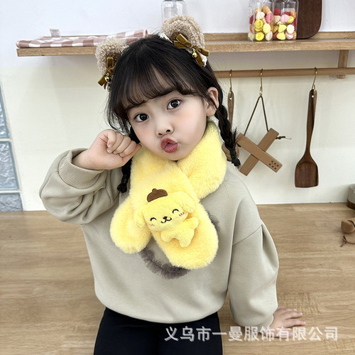  New Year Children's Scarf Autumn and Winter Plush Parent-child Christmas Cute Thick Cartoon Rabbit Fur Baby Neck Gaiter