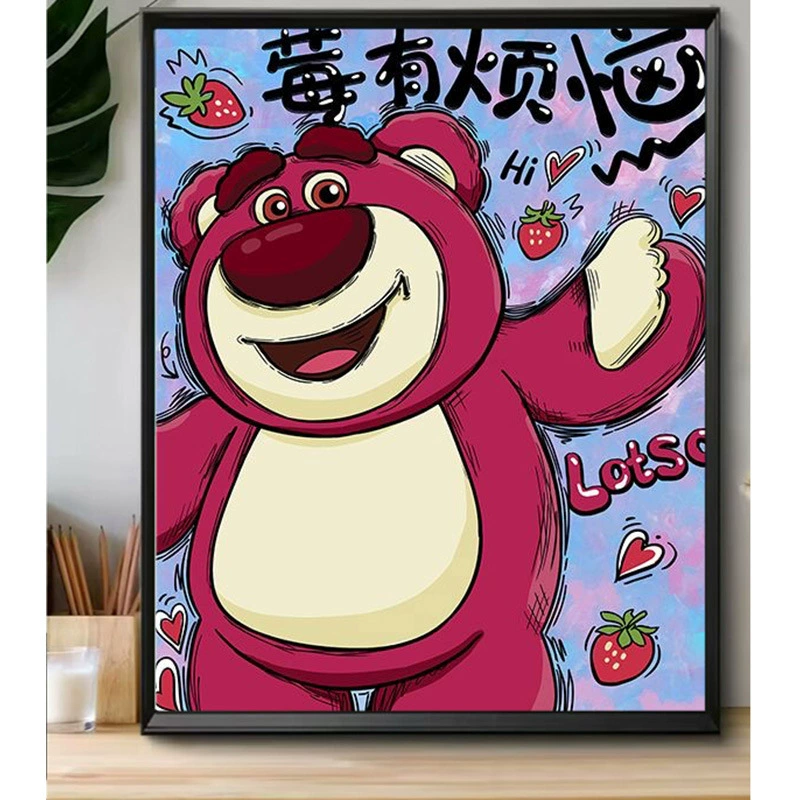 Набор для алмазной росписи, Raspberry Has Troubles Cartoon, самоклеющиеся круглые стразы, размеры 30×40 и 40×50 см