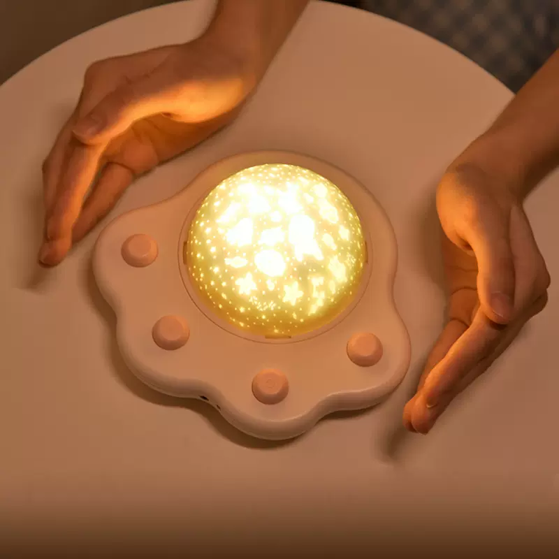 猫爪星空投影灯网红小夜灯卧室睡眠氛围灯床头灯带八音盒遥控USB