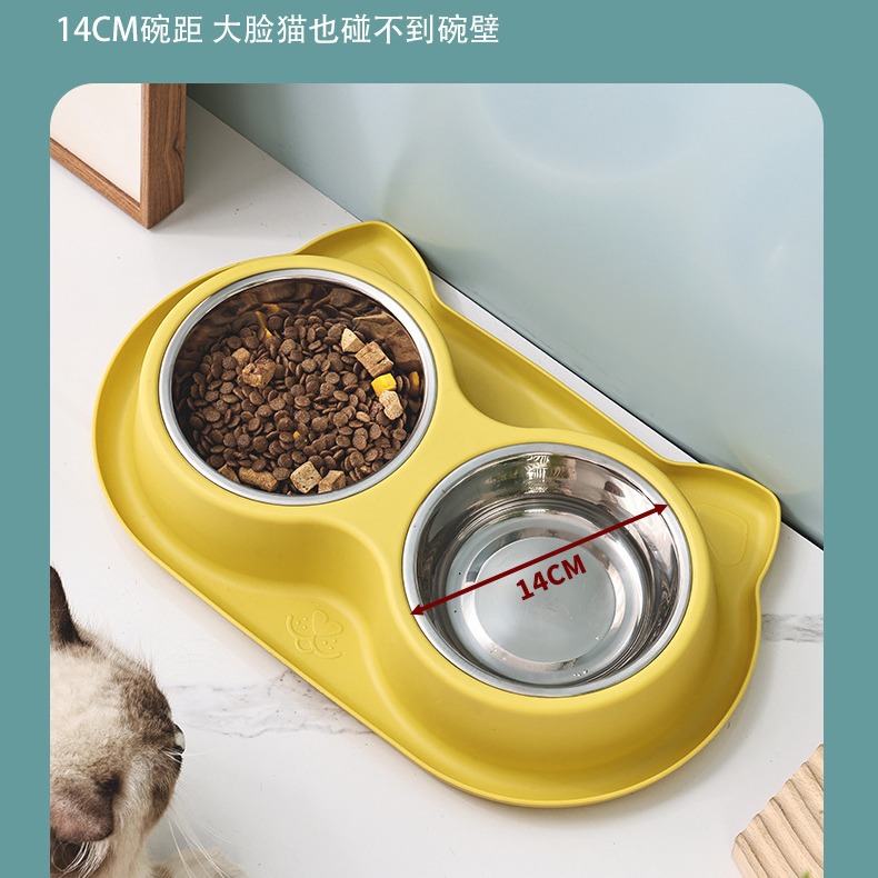 Perro de acero inoxidable doble tazón de fuente de agua para gatos de gran capacidad antideslizante antidetonante Pet Bowl a prueba de fugas de comida para perros tazón de fuente para gatos