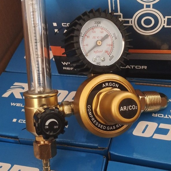 跨境出口外螺纹氩气减压器氩气压力表全铜氧气表带流量管减压阀