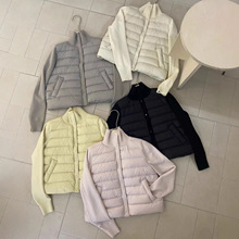 韩版针织拼接排骨羽绒服女2025冬季新款立领轻薄短款平湖女装外套