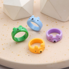 2022新款創意簡約氣質卡通可愛女式戒指小熊樹脂熊戒指