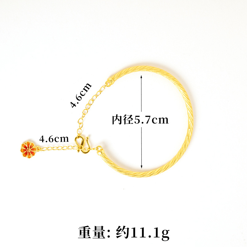Vietnam Shajin Gesang Flower Series Pendientes Collar Anillo Temperamento simple Pulsera Twist Juego de cuatro piezas de imitación de oro