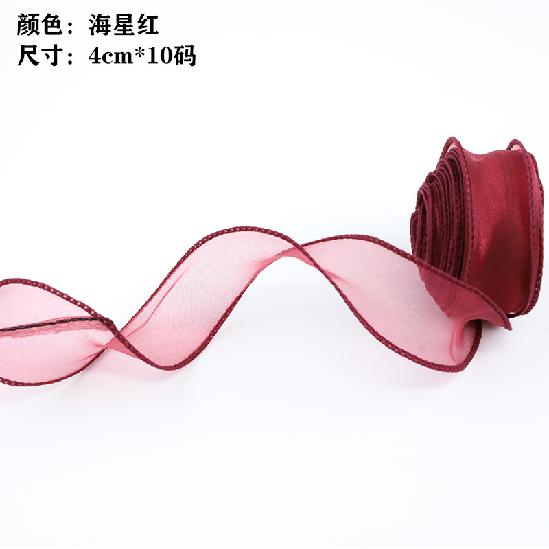 En stock al por mayor 4cm Phnom Penh fishtail hilo llano envuelto flor amplia cinta onda cinta ramo de flores material de embalaje