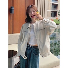 韩系短款风衣外套女小个子美式工装夹克新款显瘦小众设计感上衣