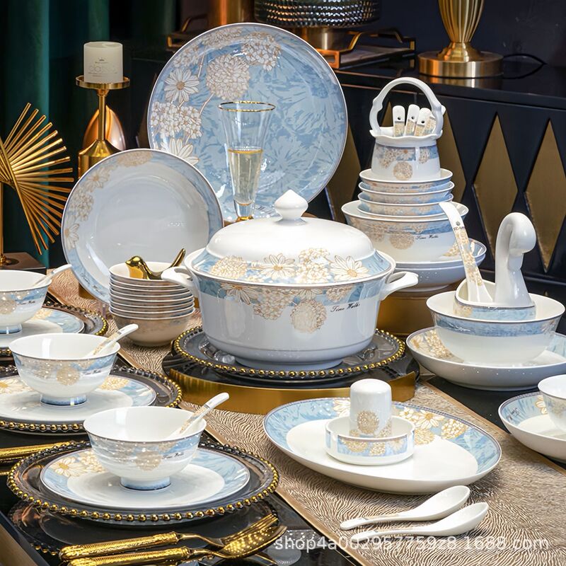 Ceramic Tableware Set Jingdezhen Chinese Style Home Kitchen Dishware Set Bowls, Plates and Chopsticks Business Gifts Wholesale Tableware Ceramic Tableware Set Jingdezhen Chinese Style Home Kitchen Dishware Set Bowls, Plates and Chopsticks Business Gifts Wholesale Tableware