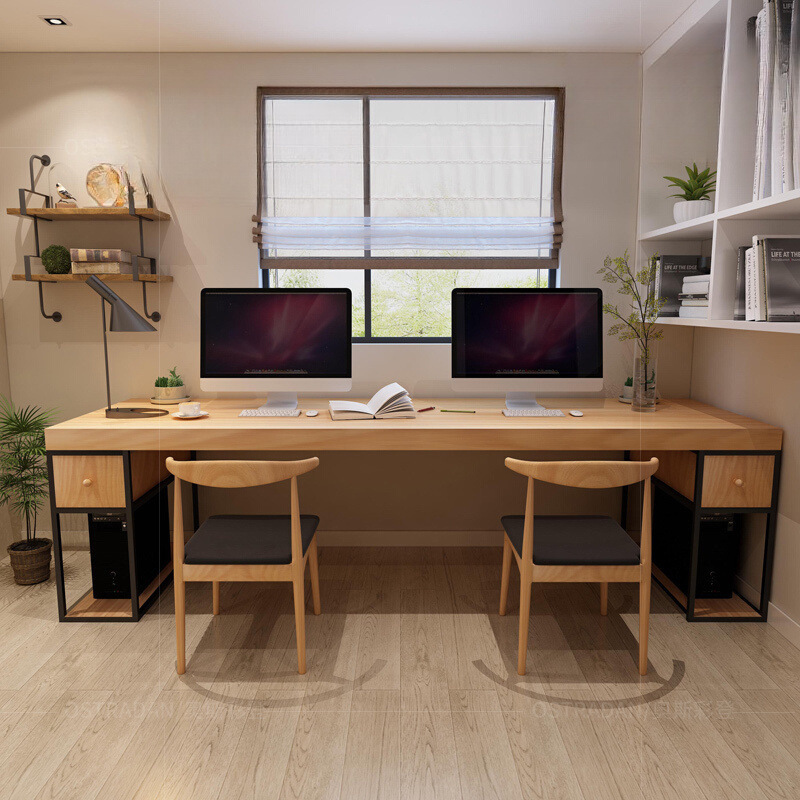 loft solid wood double computer desktop table home wall oversized desk with drawer e-sports table long desk