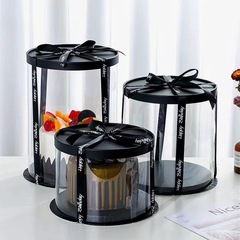 メーカー卸売り円形三合一黒色ケーキケース4インチ6インチ8インチ10インチ単層二重焙煎包装箱