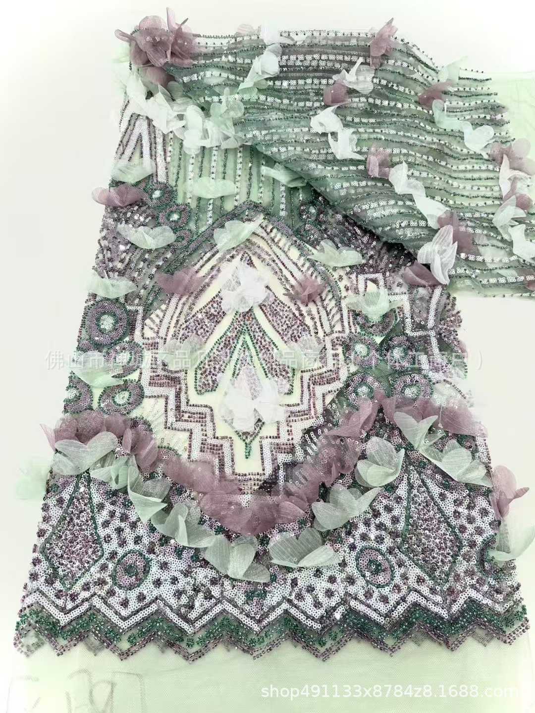 Gaoding Heavy Industry, apliques hechos a mano, tubo de cuentas, tela bordada, vestido de novia de moda transfronteriza, tela para niños