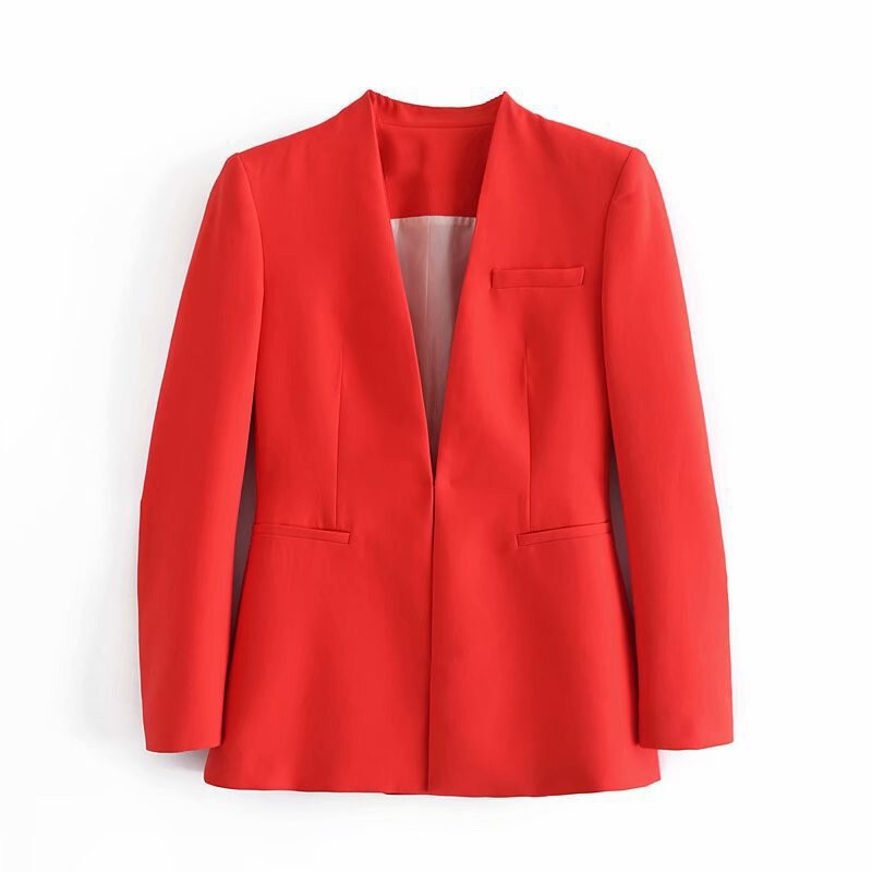 TAOP & ZA2274811 early autumn new quality women's wear no lapel solid color blazer 02274811620