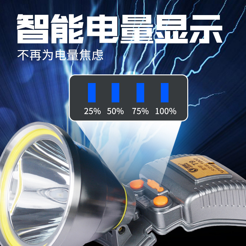 ハイパワー LED 超高輝度充電式リチウム電池長寿命屋外防水特別なヘッドマウント夜釣りヘッドライト|undefined