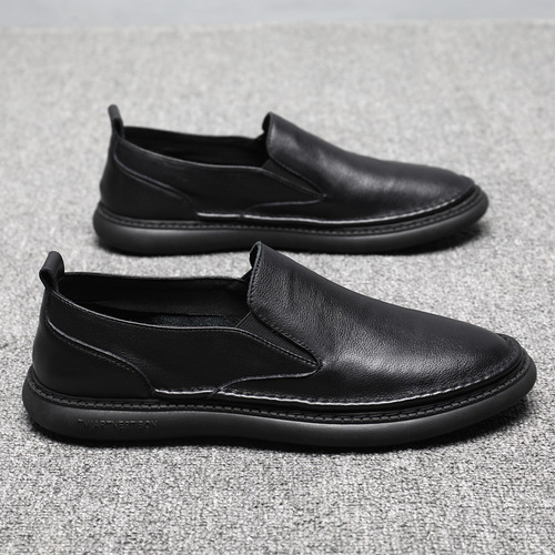 Spring new arrival full-grain leather slip-on loafer shoes—premium leather, breathable, casual men's footwear—stylish single-layer shoes available for dropshipping.