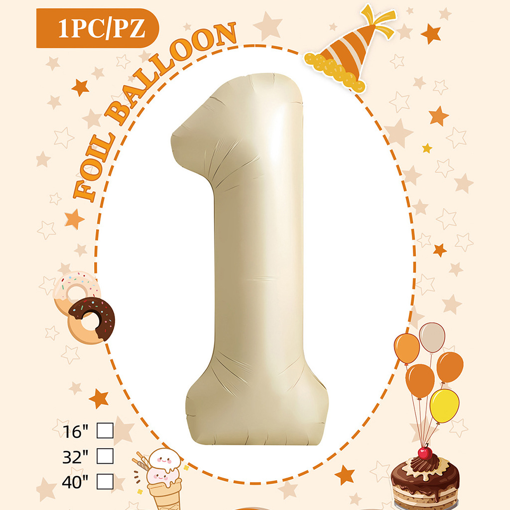 Embalaje de tarjeta de papel independiente digital de cumpleaños impreso en blanco de 32 pulgadas, decoración de fiesta de la versión estadounidense, película de aluminio, decoración de globos de papel de aluminio