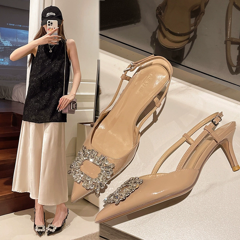 Женские босоножки-стилето 2025 года, новые, с заострённым носком, стразами, ажурными ремешками на юбке, в стиле феи, на высоком каблуке.