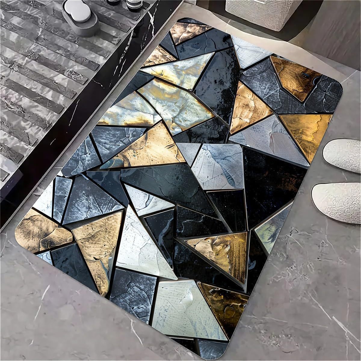Cross-Border American-Style Stone Diatomaceous Earth Bathroom Absorbent Non-Slip Floor Mat, Bedroom Dirt-Resistant Foot Mat, Entryway Easy-Care Door Mat