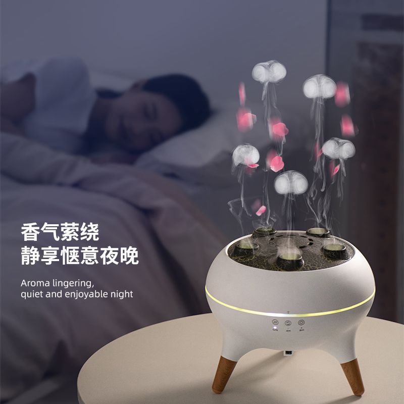 Humidificador y difusor de aroma USB, lámpara de llama de madera con efecto de niebla y luz de colores, para aceites esenciales, portátil de escritorio