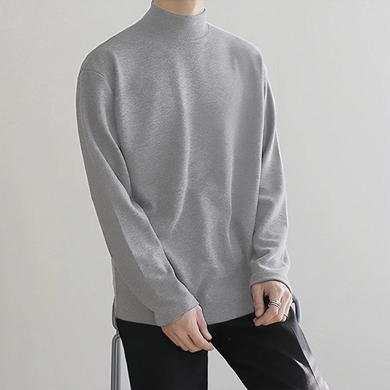 드 벨벳 하프 터틀넥 라이트 그레이