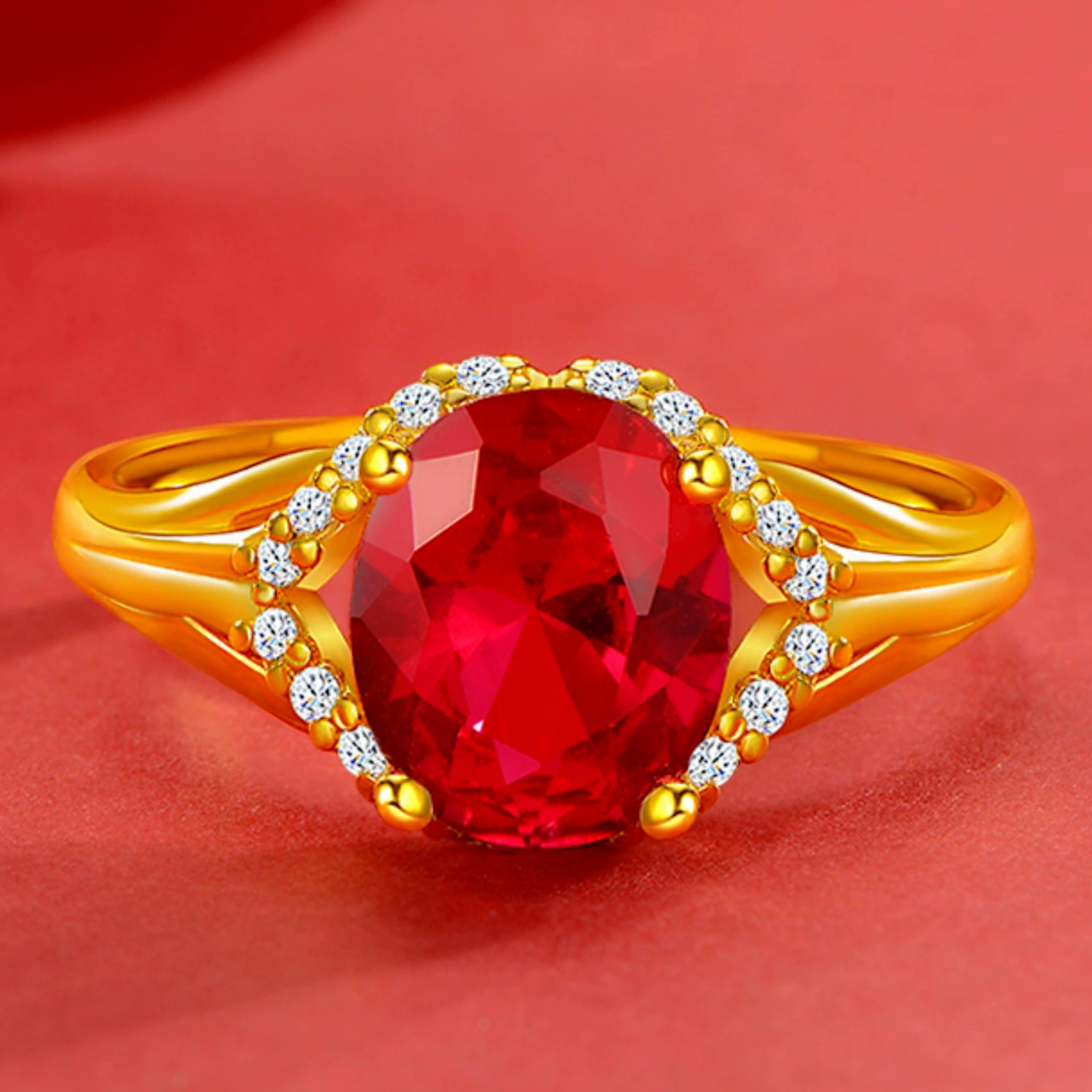 Золотое ruby обручальное кольцо