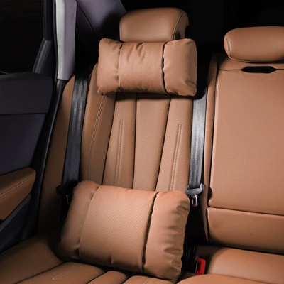 Model 3 special white lumbar – Waist support - 1-headrest-and-1-lumbar-support-red-tea-orange-nappa-leather-for-comfort-and-stress-relief