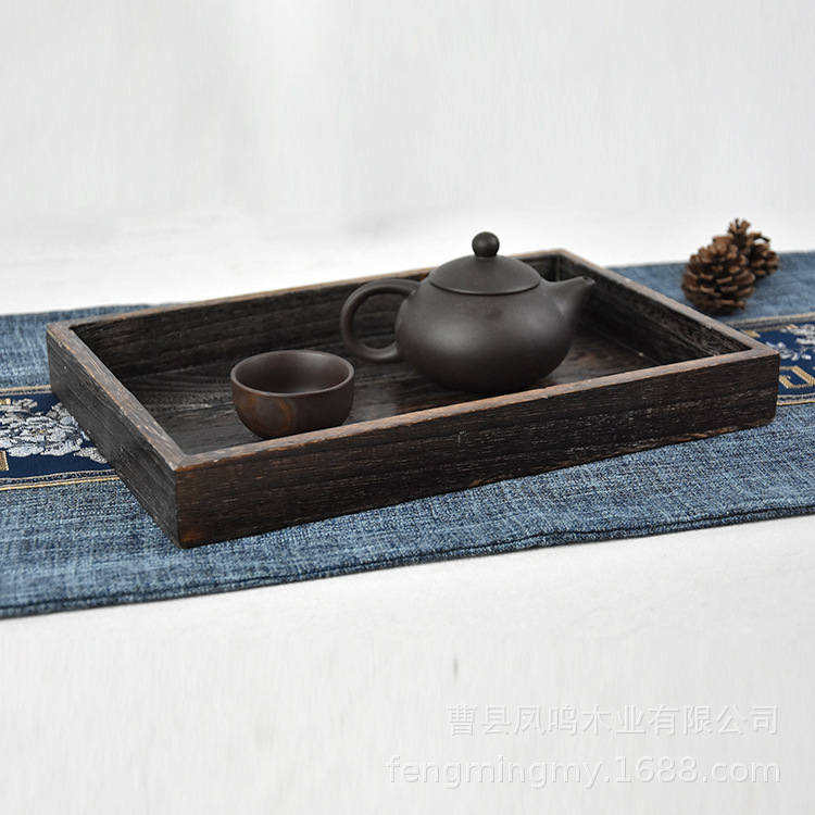 木托盘实木复古托盘长方形家用茶盘水果餐盘木制茶水盘实木托盘