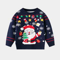 国境を越えた新しいヨーロッパとアメリカの秋と冬の子供用クリスマスラウンドネックセーター、男の子と女の子用、ファッショナブルなボトムプルオーバーセーター