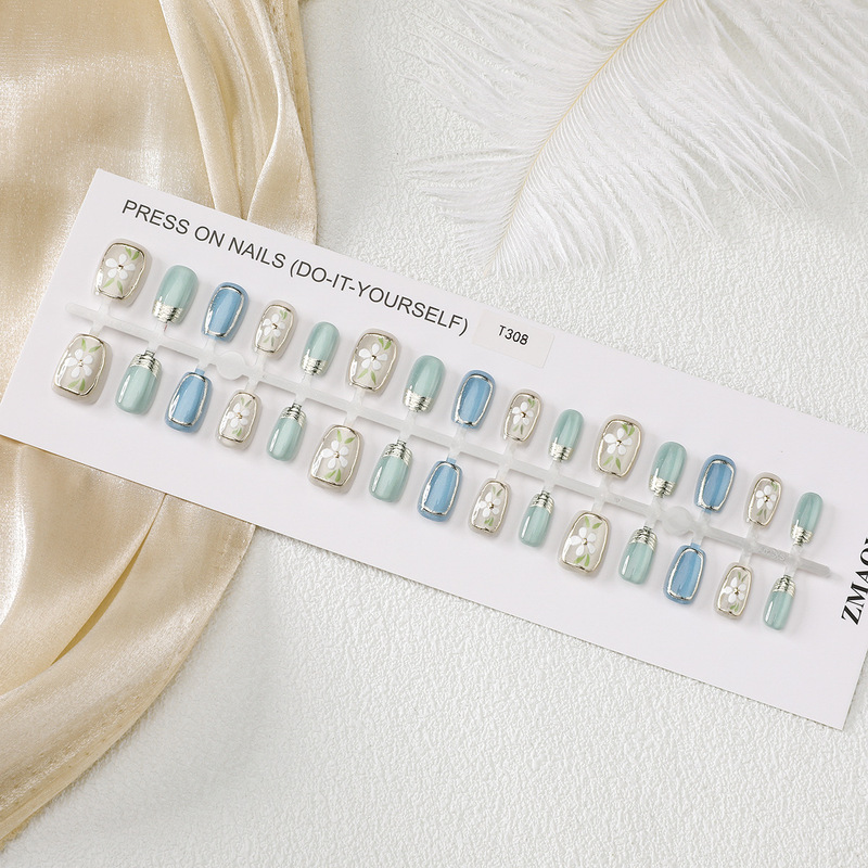 T308# Long Island Iced Tea-Blue [Ultra Short Ladder] Semi-manual Prefabricated Wear Armor S Code Full Code Patch Finished Product