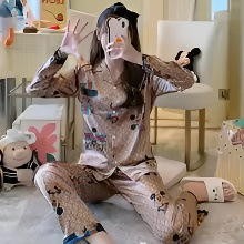 Pajamas women's thin two-piece suit ladies summer large size