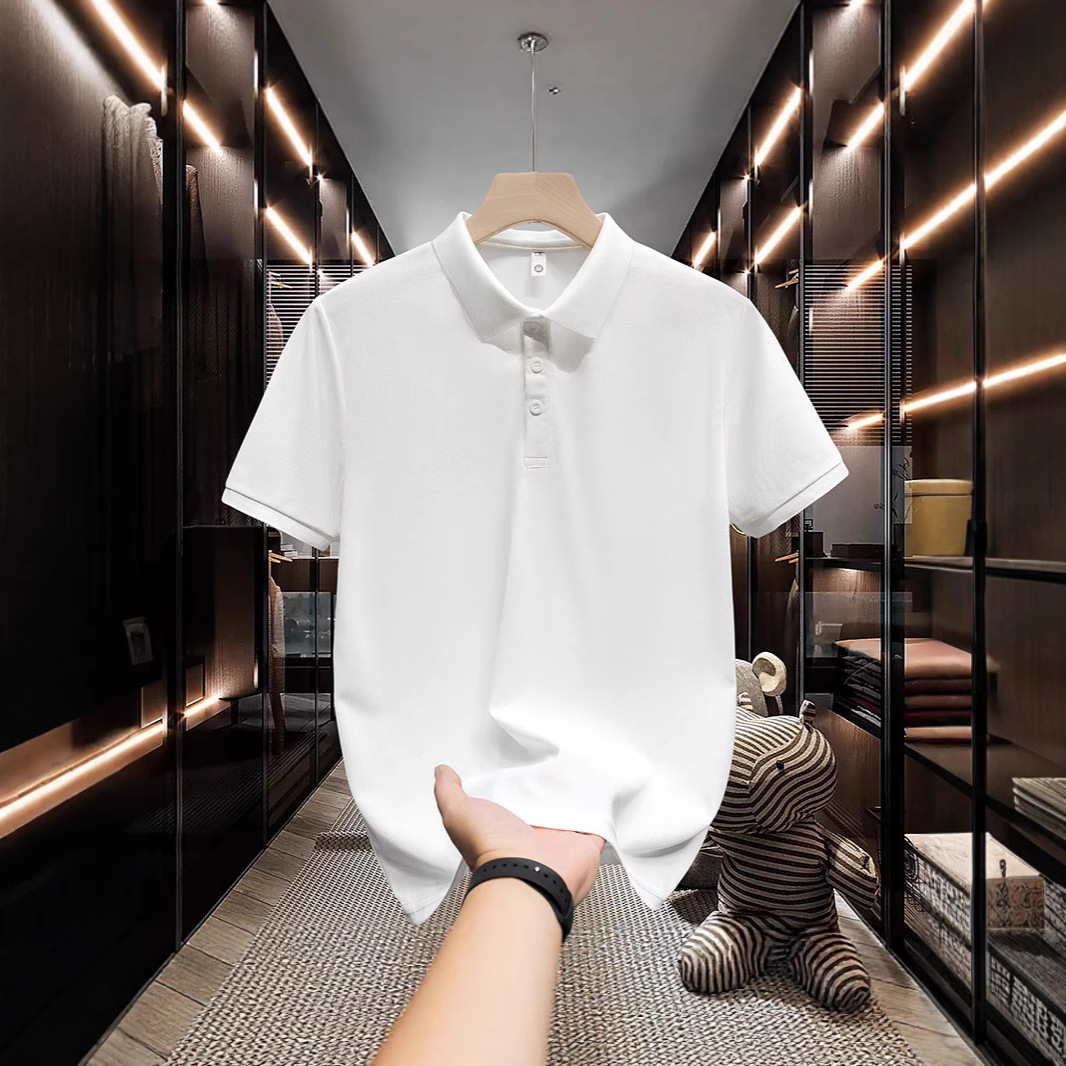 Summer 2025 New Polo Shirt Men's Short-Sleeved Simple Casual Top Loose Japanese Style Trendyy Handsome Lapel T-Shirt
