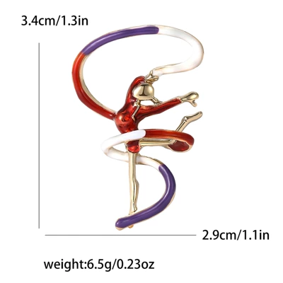 New Style Personalized Fashion Alloy Enamel Gymnastics Girl's Brooch Creative All-match Women's Clothing Corsage Jewelry Pin (Yaxa sancaqları) - red-3095-rd