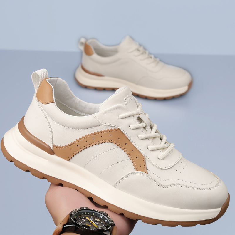 Cabeza de piel de vaca otoño y invierno nuevos zapatos de hombre Gump superligero zapatos casuales de cuero transpirables de moda zapatos deportivos de hombre