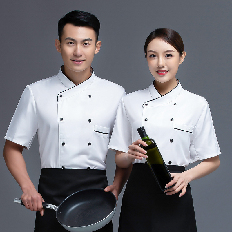 Uniforme de Chef de manga corta para verano, ropa de cocina para restaurante, hotel, cantina, ropa de trabajo para hombres y mujeres, malla fina y transpirable, hecho a medida