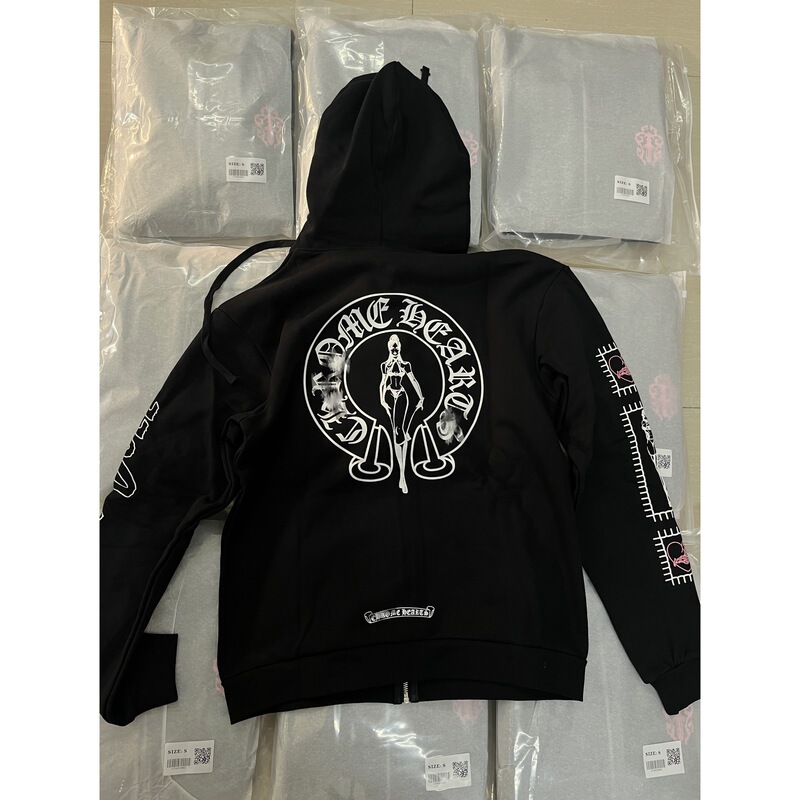 25Ss Nanyou Haute Couture/Buyer Store Niche Crow Cross Ch Classic Doll Print Hooded Zipper Sweatshirt