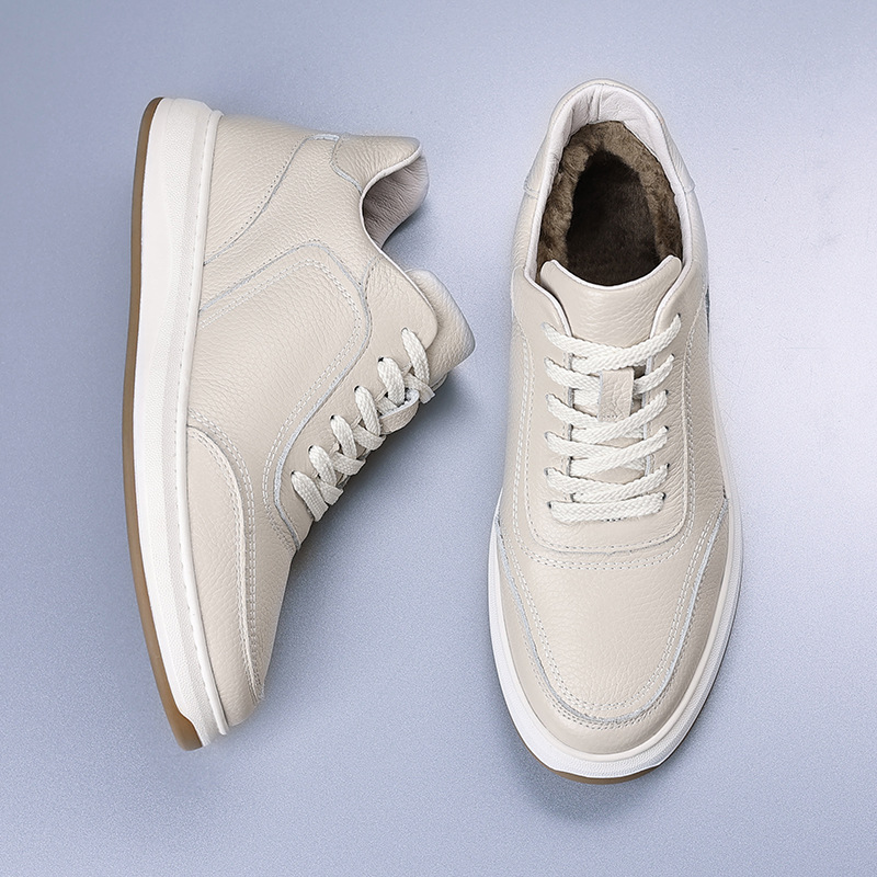 Invierno de piel de vaca nueva lana zapatos de algodón de hombre zapatos cálidos de cuero casuales más veludo para hombres zapatos de hombre suaves