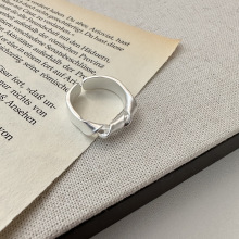 S925纯银打结哑光戒指日系ins博主穿搭简约单品几何设计开口指环