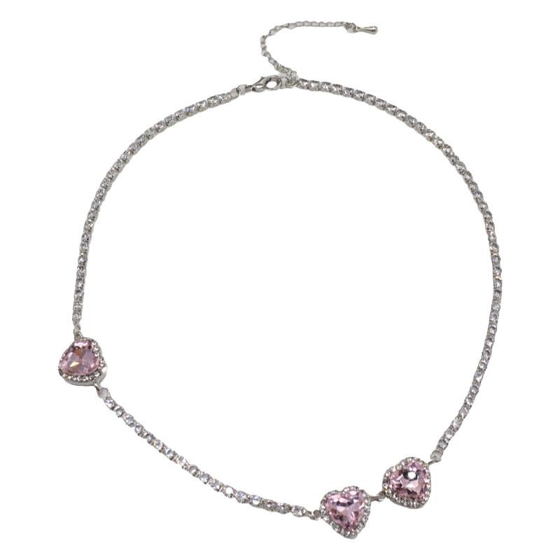 1 Pieza Moda Forma De Corazón Aleación Embutido Diamantes De Imitación Mujeres Collar display picture 5