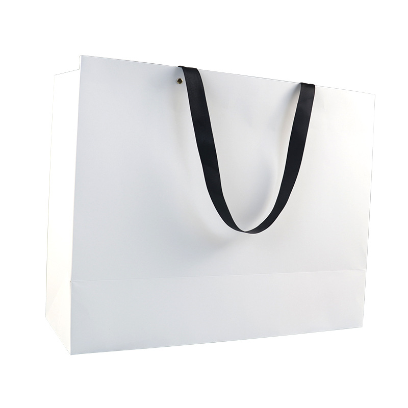 Bolsa de papel portátil, bolsa de ropa, bolsa de compras publicitaria, bolsa de papel para tienda de ropa de gran tamaño para colgar en el hombro, bolsa de regalo blanca pura